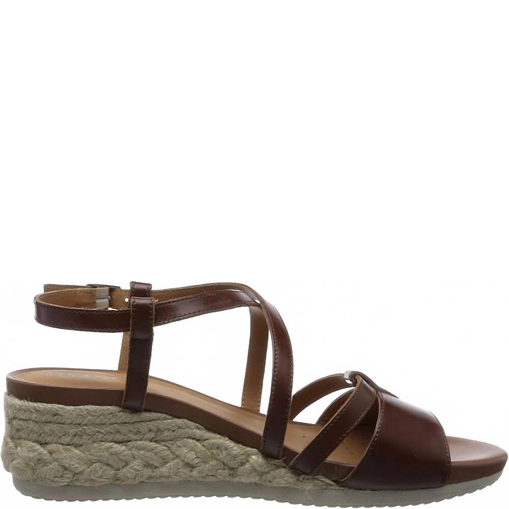 NEW GEOX women's ischia sandals in corda brown